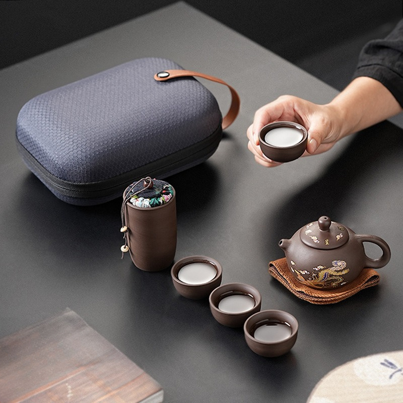 Korean Tea Set - Reise-Teeset aus Lila Ton mit einem