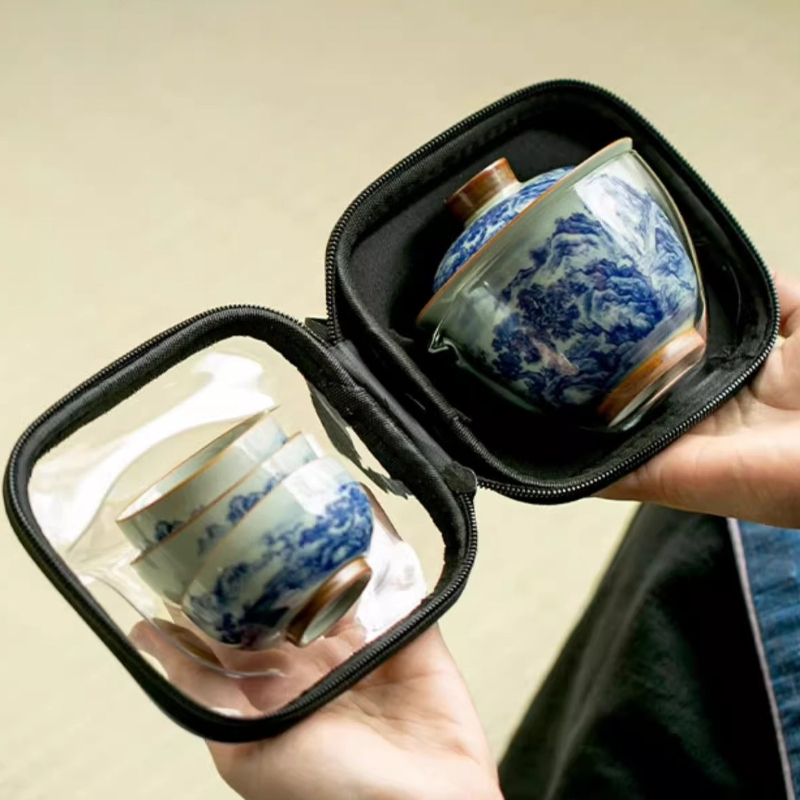 Korean Tea Set - Chinesische Retro-Teetasse aus blauem und weißem