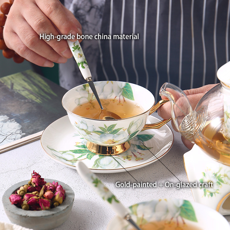 Camellia Bone China Tee-Set Br – Korean Tea Set Bewertung und Preis